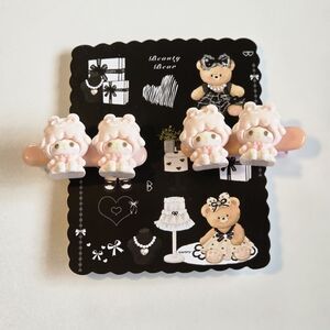 Cute Pink Bear Hair Clip Set for Kids